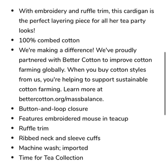 Gymboree Embroidered Teacup Cardigan Sweater Time For Tea 5 - Picture 7 of 7